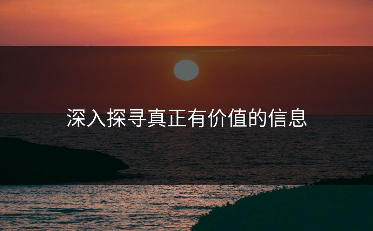 深入探寻真正有价值的信息