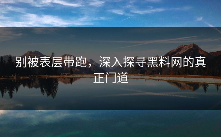 别被表层带跑，深入探寻黑料网的真正门道