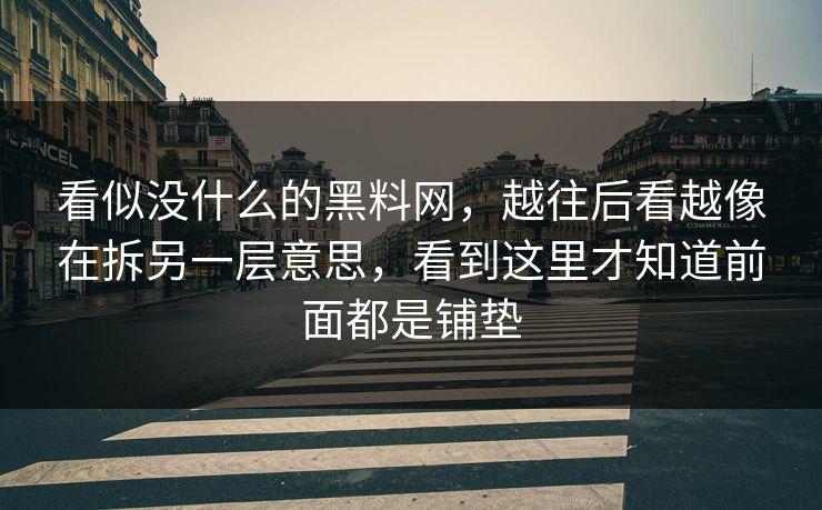 看似没什么的黑料网，越往后看越像在拆另一层意思，看到这里才知道前面都是铺垫
