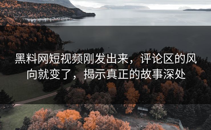 黑料网短视频刚发出来，评论区的风向就变了，揭示真正的故事深处