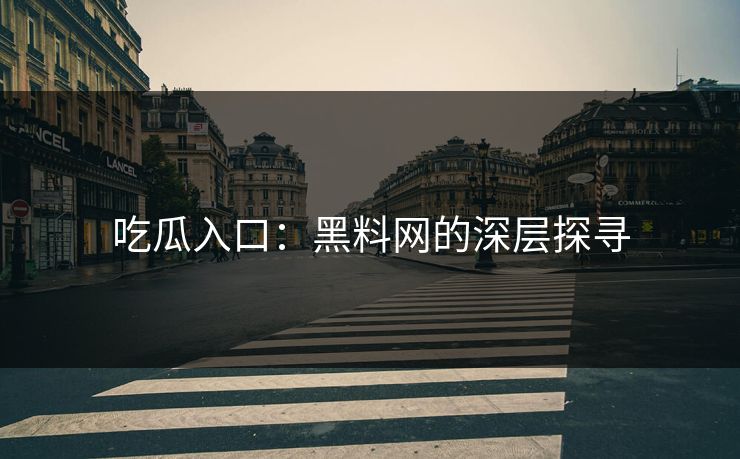 吃瓜入口：黑料网的深层探寻