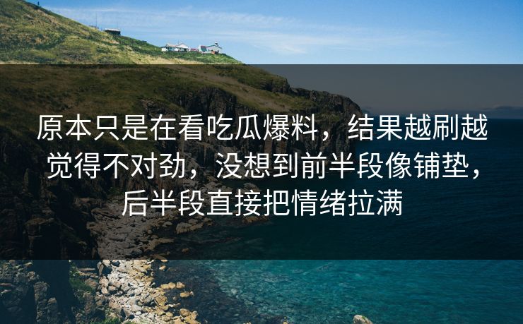 原本只是在看吃瓜爆料，结果越刷越觉得不对劲，没想到前半段像铺垫，后半段直接把情绪拉满