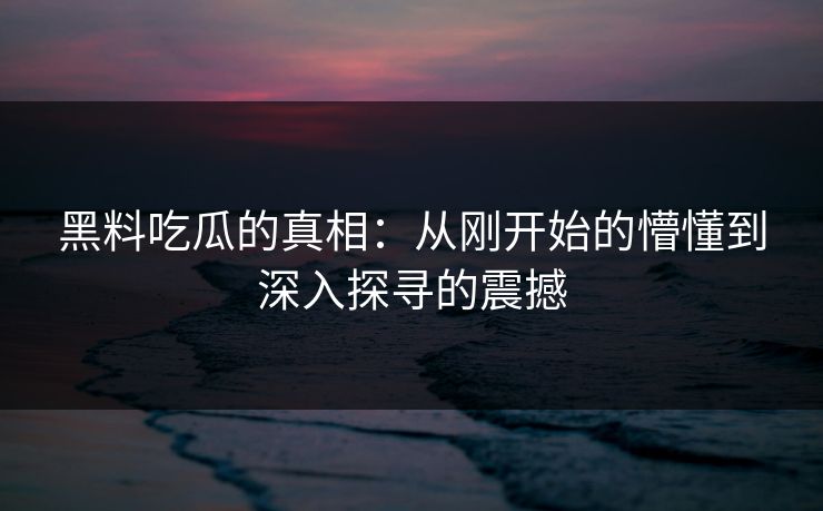 黑料吃瓜的真相：从刚开始的懵懂到深入探寻的震撼