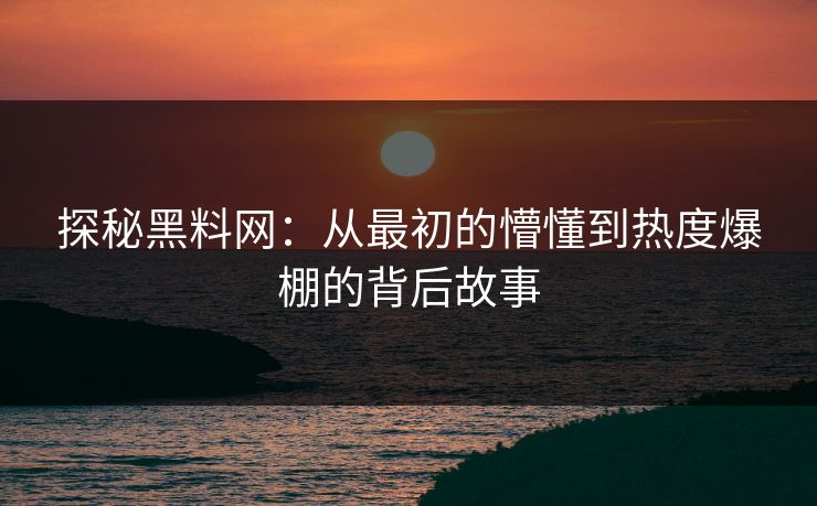 探秘黑料网：从最初的懵懂到热度爆棚的背后故事