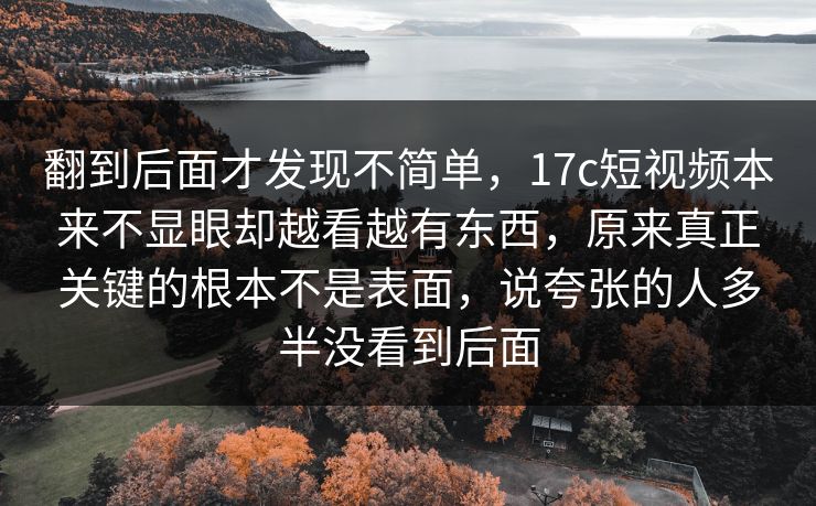翻到后面才发现不简单，<strong>17C</strong>短视频本来不显眼却越看越有东西，原来真正关键的根本不是表面，说夸张的人多半没看到后面