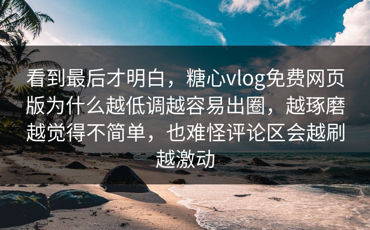 看到最后才明白，糖心vlog免费网页版为什么越低调越容易出圈，越琢磨越觉得不简单，也难怪评论区会越刷越激动