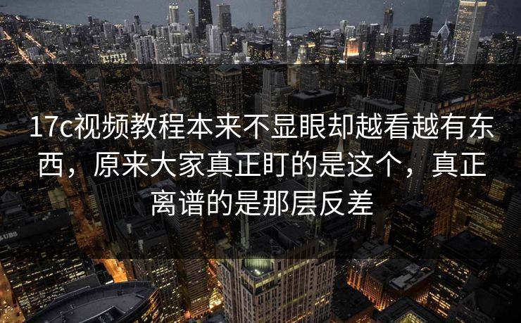 <strong>17C</strong>视频教程本来不显眼却越看越有东西，原来大家真正盯的是这个，真正离谱的是那层反差